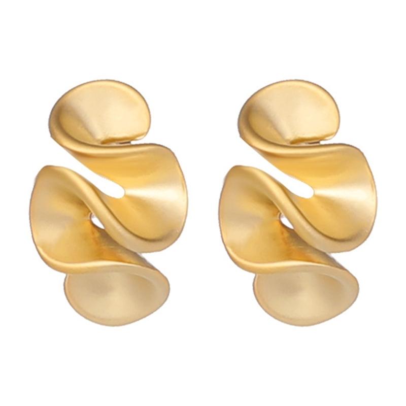 Geometric Ruffle Studs Earrings Ear Studs Fashion Ears Jewelry Copper Texture Suitable for Various Occasion Wear