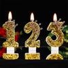 Large Gold 3D Digital Birthday Candle Crown Style Long Burning for Retirement Celebration Party Cake Decor