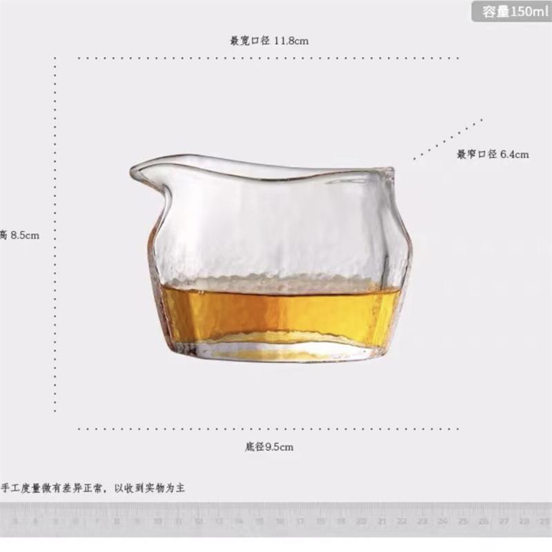150ml Handmade Hexagonal Hammer Pattern Thickened Glass Fair Cup Tea Dispenser Heat Resistant Chahai Tea Cup Kung Fu Tea Set