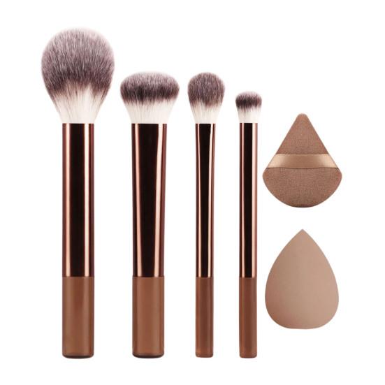 4 Stück/Set Damen Make-up Pinsel Set mit Puderschwamm Loses Puder Rouge Foundation Pinsel Synthetische Borsten Kosmetikpinsel Make-up Schwamm Set