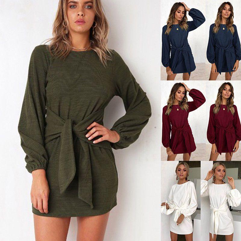 Luxurious Womens Long Sleeve Knit Bodycon Bandage Mini Dress For Chic Winter Style