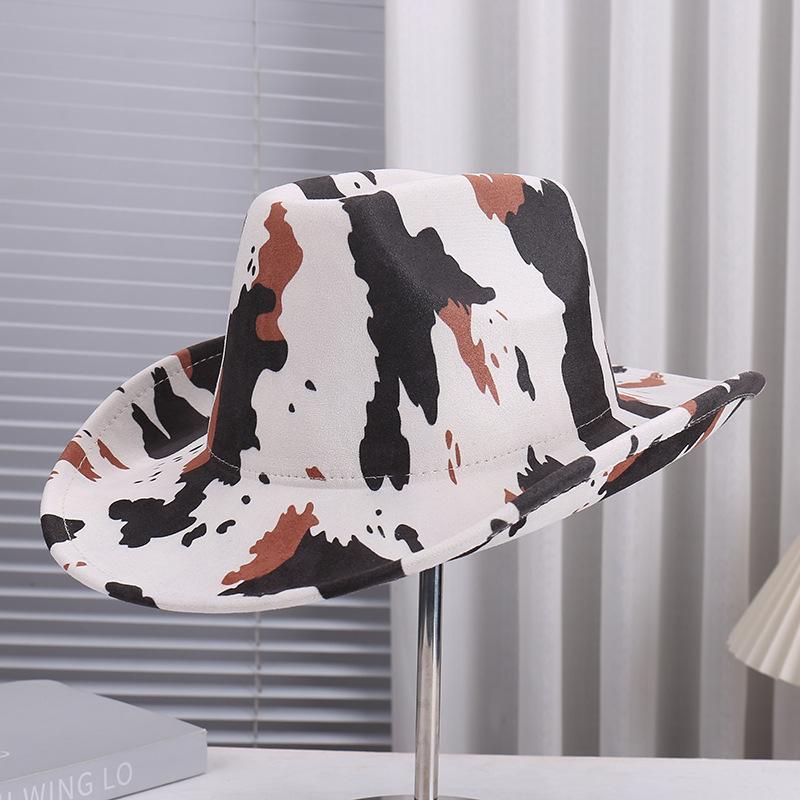 Versatile men's and women's outdoor western cowboy hat fashion suede cow color jazz top hat casual fedora