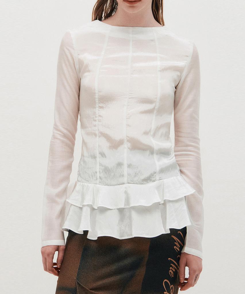Kimjisu Glossy Frill Top _ White