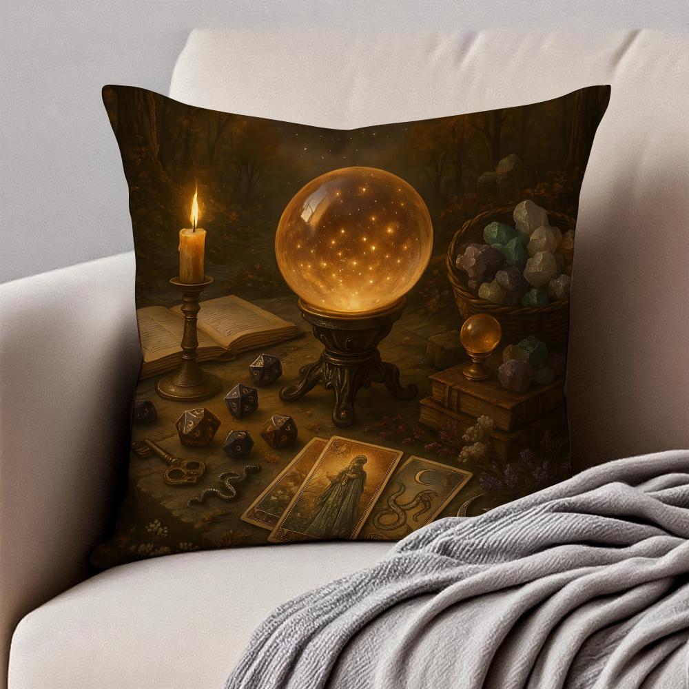 Dreamlike Magical Pattern Cushion Cover Pillowcase Antidustmite Invisible Zipper Short Plush Sofa Cushion