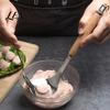 Cooking Tools for Meatballs Meatball Spoon Maker Tool, Stainless Steel Non-stick Scoop, Oval Shaper Long Wooden Handle Shaping Gadget Kitchen Tool