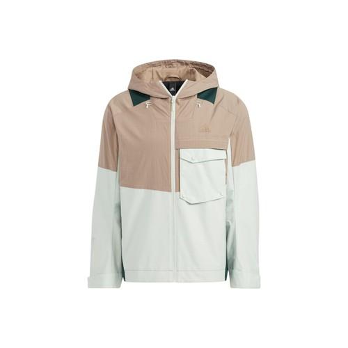 adidas Embroidered Logo Pocket Zip-Up Hooded Jacket for Men, Pink Brown XL розовый/коричневый