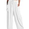 2026 Casual Lightweight Wide Leg Linen Pants Beach Palazzo Harem Trousers Women‘s Linen Wide Leg Pants Casual Loose Beach Palazzo Harem Pants