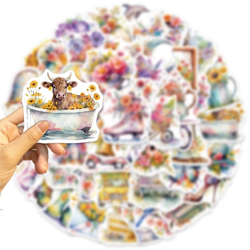 10/30/50PCS Cartoon Flower World PVC Sticker Aesthetic Decoration Scrapbooking Korean Stationery School Supplies for Kids