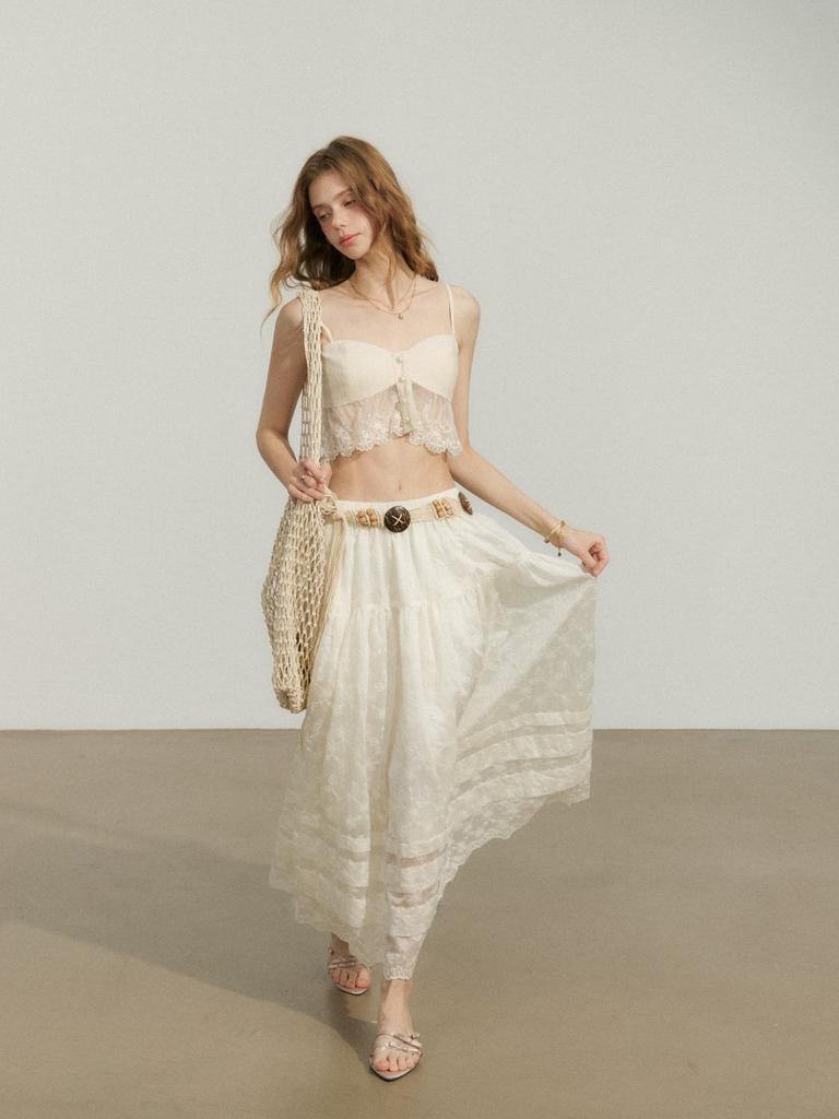 Sinseuden Erna Embroidered Long Skirt