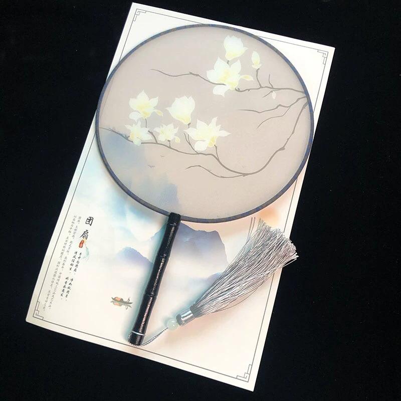 New Semi-Transparent Ancient-Style Round Fan, Double-Sided Palace Fan, Bridal Round Fan, Dance Fan, Chinese Style Classical Hanfu Small Fan