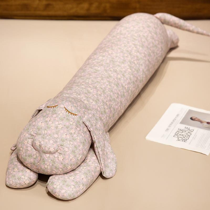 Floral Printing Puppy Cuddly Hurl Bolster Pure Cotton Filled Long Cushion Comfortable Sleepy Pal Pretty Sleeping Space Ornament