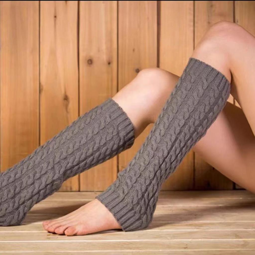 Winter Verdikt Warm Ademend Effen Patroon Beenwarmers Koreaanse Stijl Mode Dik Gebreid Dames Los Veelzijdig Slouch Sokken