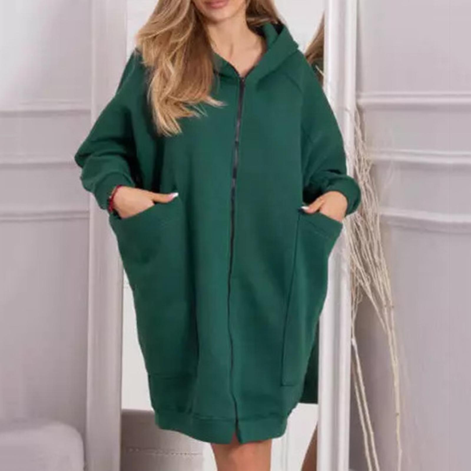 

Женский модный повседневный кардиган-жакет однотонного цвета с длинными рукавами XL зелёный