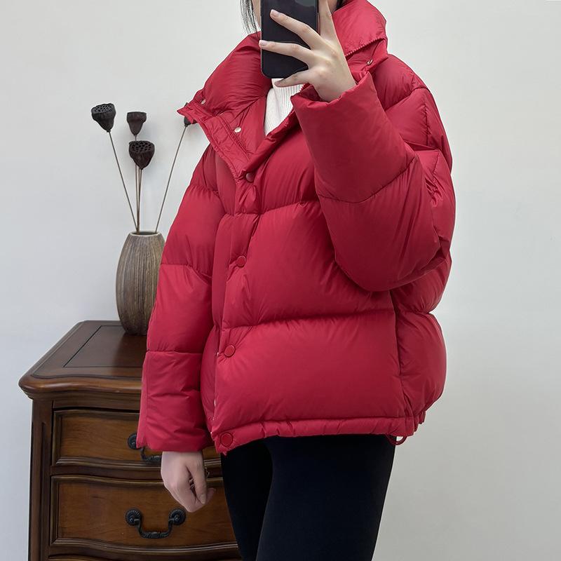 

Cloud zero pressure down jacket women s short 2025 winter thickened white duck down stand-up collar high-end large puff bread jacket M червоний