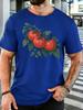 Unisex Natural Red Tomato Vine Leaf Graphic Cotton Short Sleeve Tee Crew Neck Soft Male Summer Casual Breathable Daily Street Top