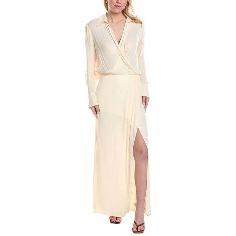 

FP Cool Silk-like Back Waist Cut Out Cut Hidden Hook V Neck Long Sleeves and Ground Dress USD 168 PALE CHAMPAGNE 6
