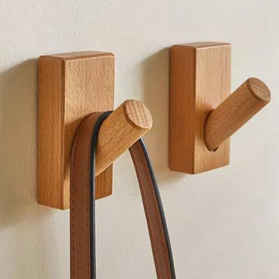 Wall Mounted Wooden Hook Space Saving Beech Wood Hanger for Entryway Coat Hat Rack