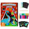 Dinosaur Foil Stickers Book and Scratch Art Paper, Foil Scratch Sticker Painting Kit for Kids, DIY Creative Art & Craft Activity