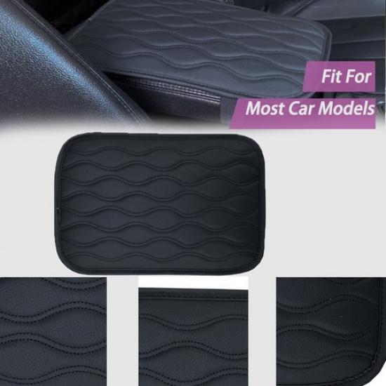 Best Leather Center Console Lid Armrest Cover Trim For Most Car Models Black