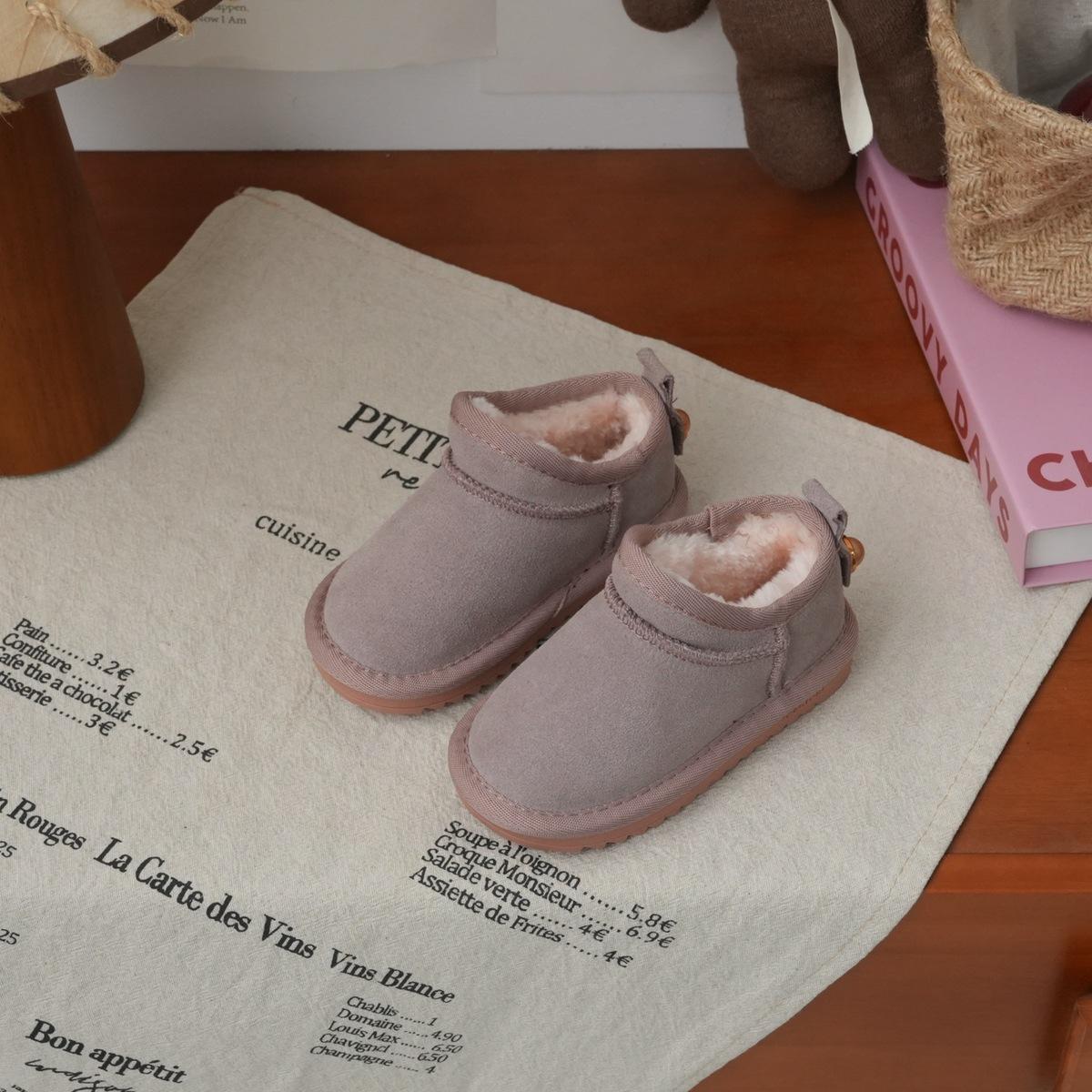 

XSHX ретро детские зимние сапоги Австралийский жемчуг для девочек, педаль из коровьей замши 249072 25