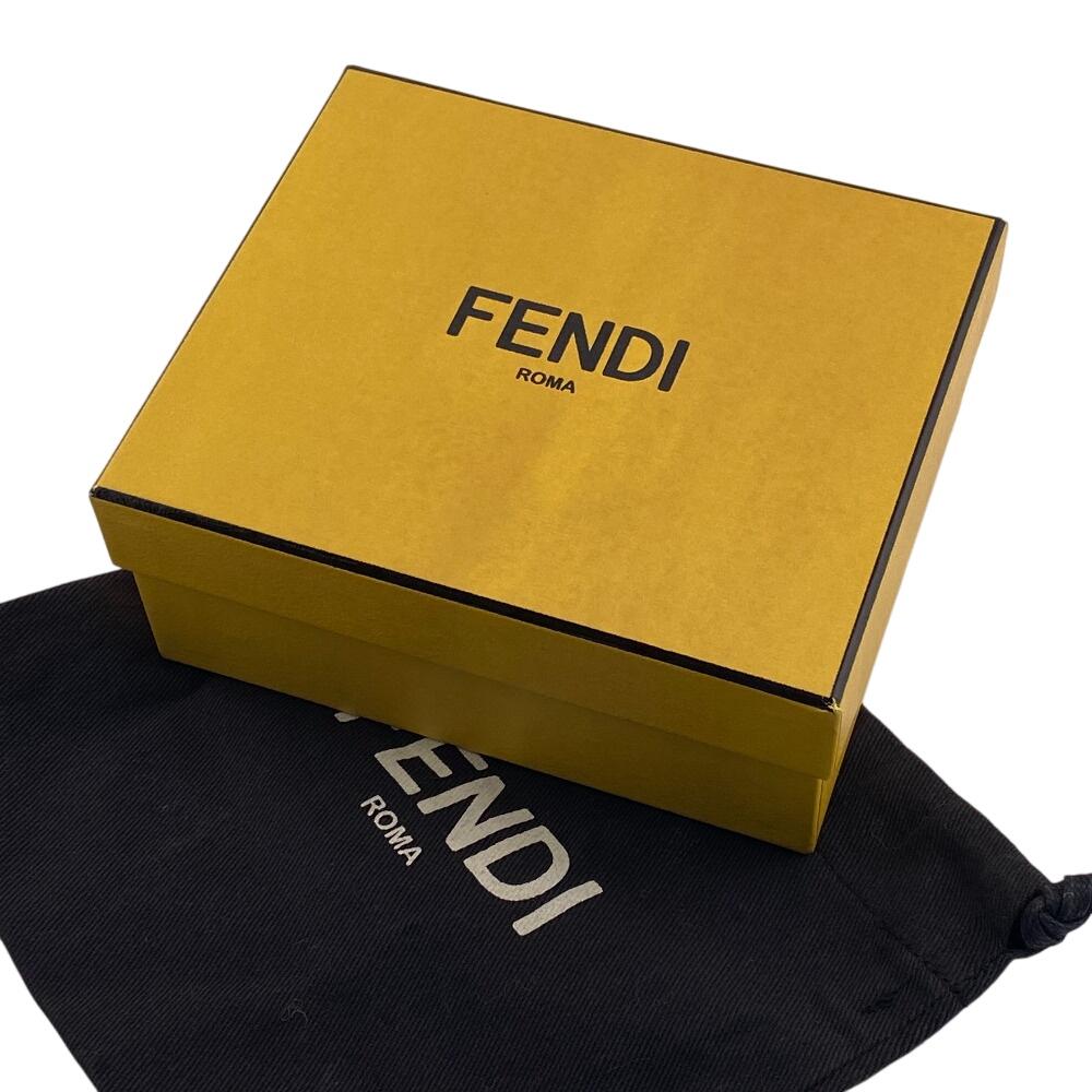 FENDI Compact wallet Celeria leather Tri-fold wallet beige leather Women Used