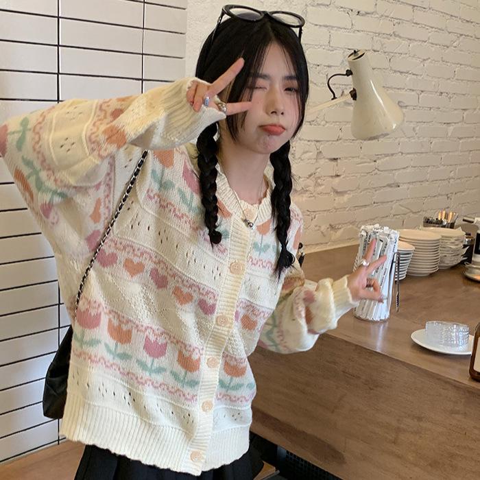 2025 autumn new sweet knitted sweater cardigan jacket women s chic sweet and spicy one size fits all абрикосовый