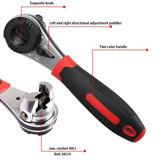 Universal Socket Torque Ratchet Wrench Anti-Slip Handle Ergonomic Design Heat Treated Multifunctional