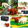 MOC Wild Animals Building Blocks Set Monkey Cow Bear Orangutan Leopard Snake Camel Mini DIY Model Compatible Bricks Kids Toy T19