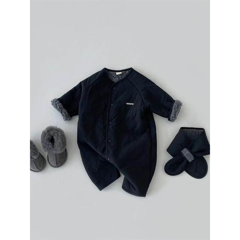 Baby Autumn and Winter Clothing 2026 New Style Children's Clothing Korean Style Plush Jumpsuit Infant Autumn and Winter Jumpsuit