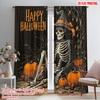 2pcs,2D Plane Printing Minimalist Curtains Spooky Skull & Pumpkin 100% Polyester (without Rod) Art Deco Festive Perfect for