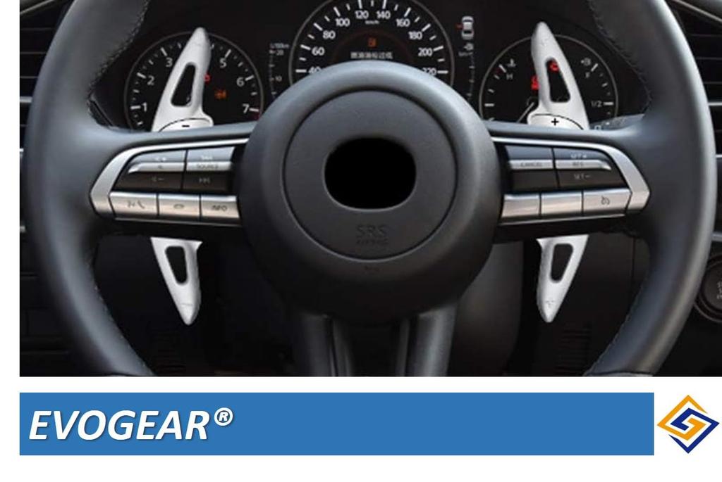 EVOGEAR Aftermarket Aluminum Alloy Paddle Shift Covers for Mazda 3 BP Series 2019 and DM Series 2019 Silver Sedan/Fastback (May 24, Onwards) CX-30