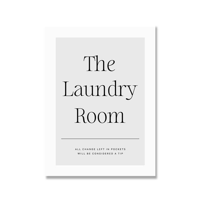 Ghid de spălătorie Pictură pe pânză Artă pe perete Simbol de spălătorie Imprimare poster Baie Diversă Poză minimalistă Decorare interioară