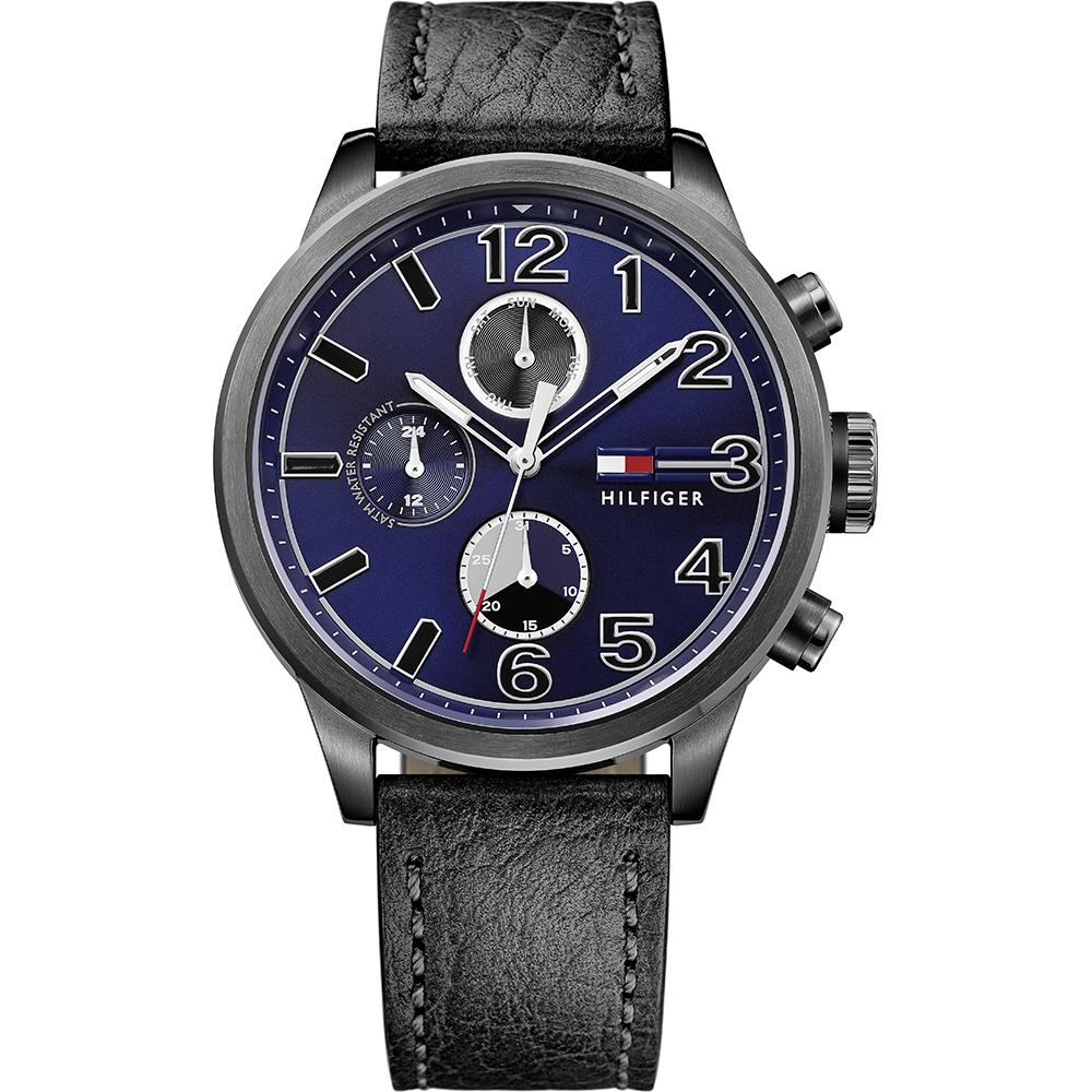 

Tommy Hilfiger Historical Collection Blue Dial Black Leather Strap Men s Quartz Watch 1791241 синий