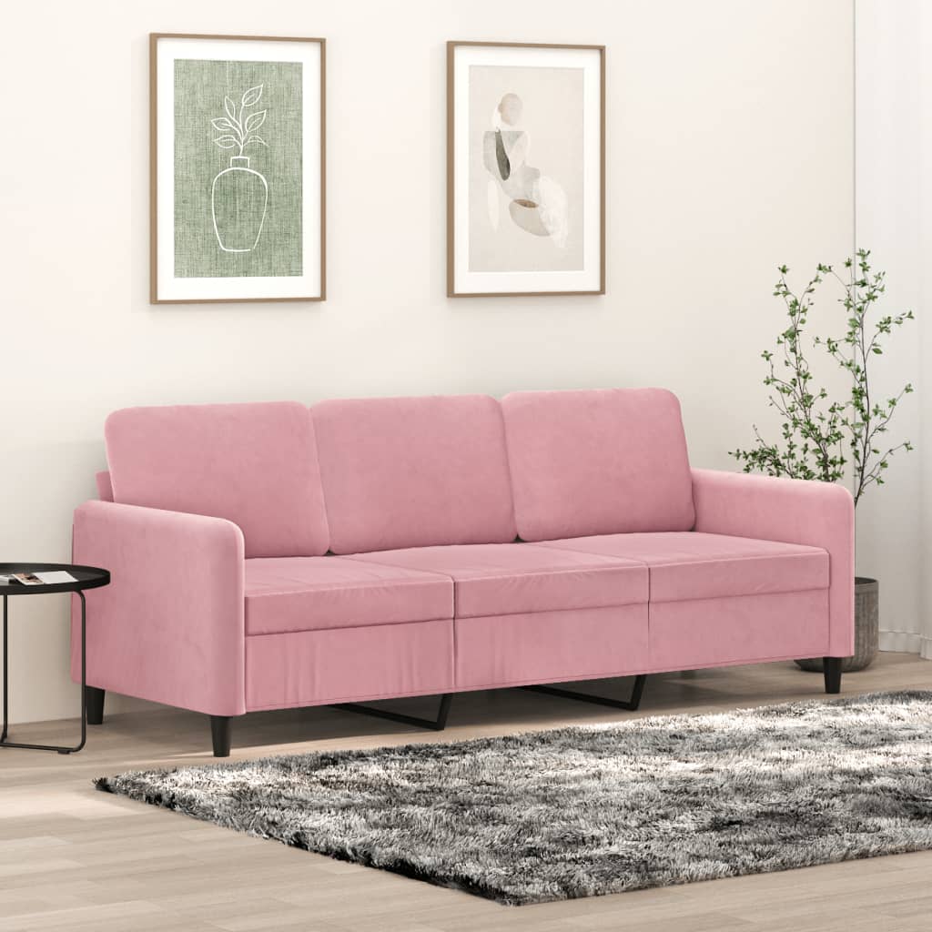 3 Seater Sofa Pink 180 cm Velvet