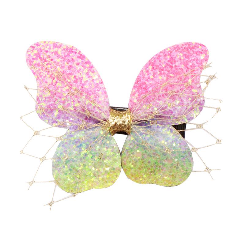 Gradient Glitter Butterfly Bow Hair Clip - Fairy Princess Style for Girls