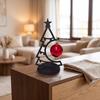 Holiday Atmosphere Ornament Christmas Tree Table Decoration, Metal Line Art Sculpture with Festive Figurine for Workstation Red Ball Xmas Party Desk,