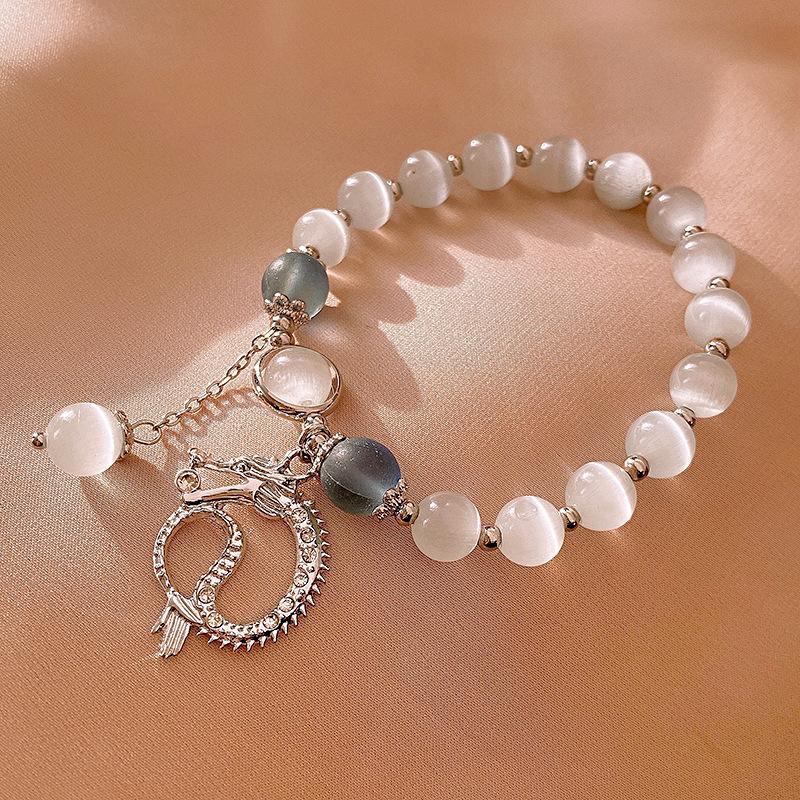 Bow Zircon Crystal Beaded Glass Bracelet New Chinese Retro Bracelet Fashion Versatile High Sense Jewelry Women