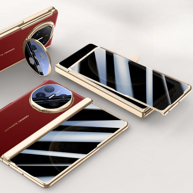 Huawei Matex6 Phone Case Film Integrated Electroplated Folding Spring Hinge Anti-drop Bracket X6 Men's Plain Leather Case