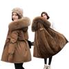 Womens Mid-Length Parka Winter Hooded Puffer Coat With Fur Trim Slim Fit Warm Outerwear