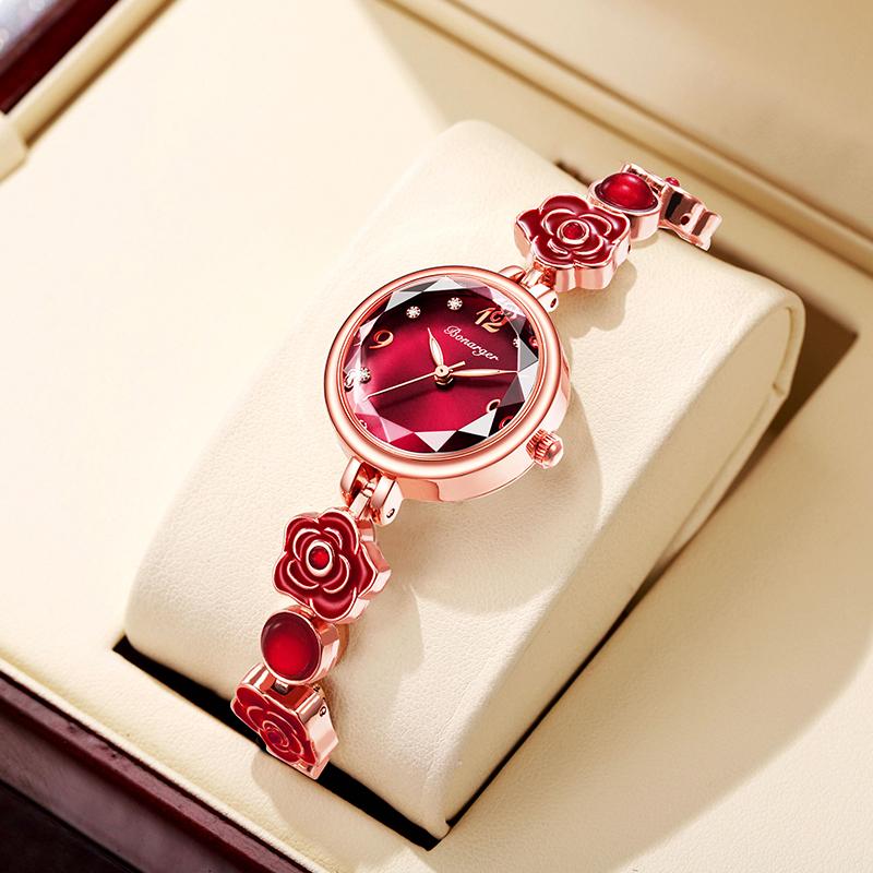 BONARGER Camellia Bracelet Women's Watch Water-Resistant Niche Luminescent Women's Quartz Watch Dress Gift For Lady