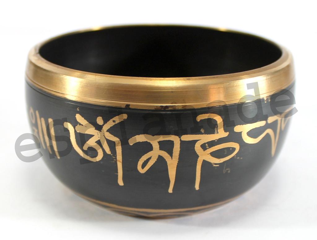 eSplanade - 4-inch - Striker Stick and Singing Bowl, Tibetan Buddhist Prayer Instrument  Meditation Bowl  Music Therapy (Black)