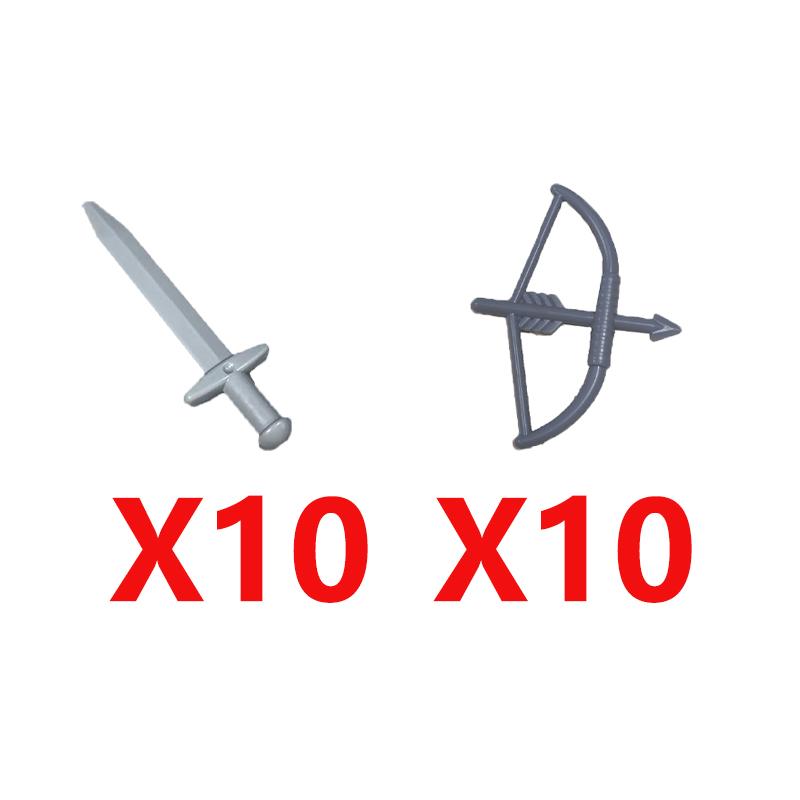 MOC Medieval Building Blocks Character Parts Model Toy Castle Knight Soldier Sword Bow Armor Shield Spear Piercing Parts Bricks