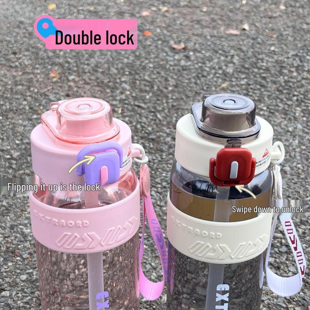 High-Capacity Flip-Top Sports Water Bottle with Straw