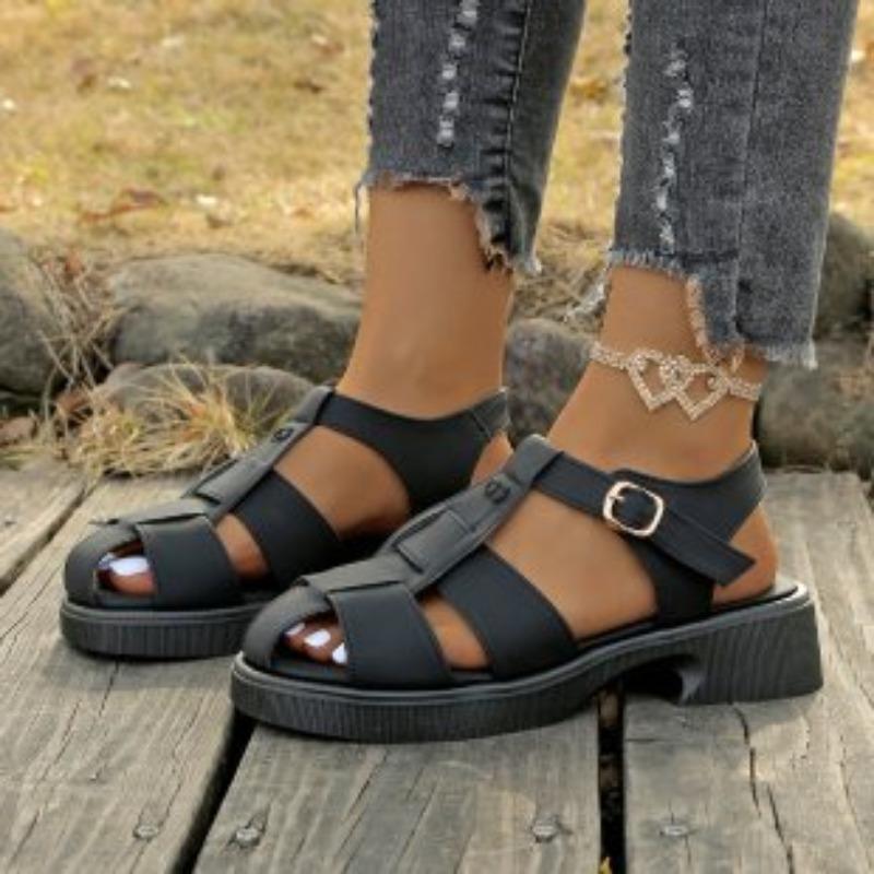 

Summer new women s shoes Delphine woven muffin thick-soled leather hollow bag head sandals women 36 чёрный