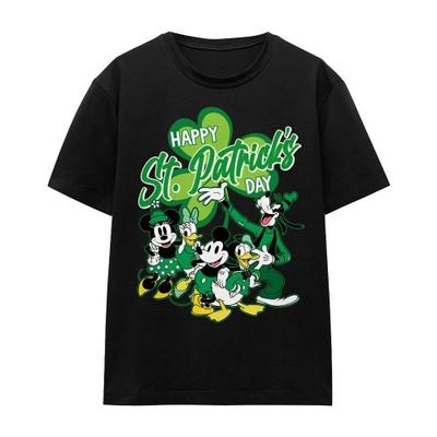 Mickey mouse Üniseks Yetişkin Minnie Goofy Donald St Patricks Günü Tişörtü