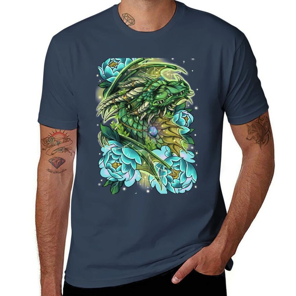 Green Dragonflight Dreamer Dragon TShirt Casual Soft Cotton Short Sleeve Tee