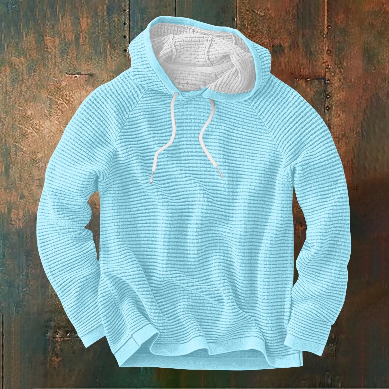 Мужской повседневный и модный свитер с длинными рукавами и капюшоном L хаки — фото 8