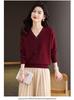 Rhinestone Bow Knit Heart V-Neck Sweater - Women's 2025 Autumn/Winter Base Layer
