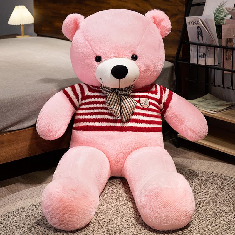 New 100cm Giant Dressed Sweater Bear Bowknot Multiple Color Options Plush Animals Dolls Super Soft Baby Soothing Toys Gift Decor