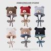 Cute bear plush hat women's winter plush warm wool hat cold protection ear protection face small bag head knitted hat